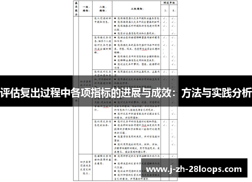评估复出过程中各项指标的进展与成效：方法与实践分析